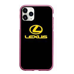 Чехол iPhone 11 Pro матовый Lexus yellow logo, цвет: 3D-малиновый