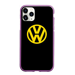 Чехол iPhone 11 Pro матовый Volkswagen logo yellow, цвет: 3D-фиолетовый