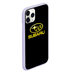 Чехол iPhone 11 Pro матовый Subaru logo yellow, цвет: 3D-светло-сиреневый — фото 2