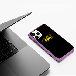 Чехол iPhone 11 Pro матовый Ford logo yellow, цвет: 3D-фиолетовый — фото 2