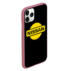 Чехол iPhone 11 Pro матовый Nissan yellow logo, цвет: 3D-малиновый — фото 2