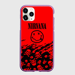 Чехол iPhone 11 Pro матовый Nirvana rock skull, цвет: 3D-фиолетовый