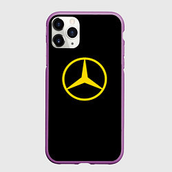 Чехол iPhone 11 Pro матовый Mercedes logo yello, цвет: 3D-фиолетовый