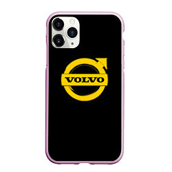 Чехол iPhone 11 Pro матовый Volvo yellow logo, цвет: 3D-розовый