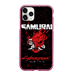 Чехол iPhone 11 Pro матовый Cyberpunk 2077 Samurai lego, цвет: 3D-малиновый