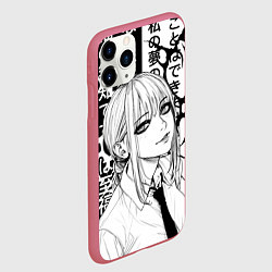 Чехол iPhone 11 Pro матовый Макима аниме черно белое, цвет: 3D-малиновый — фото 2
