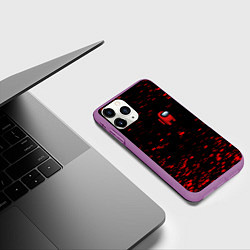 Чехол iPhone 11 Pro матовый Among us текстура краски, цвет: 3D-фиолетовый — фото 2