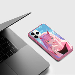 Чехол iPhone 11 Pro матовый Zero two аниме, цвет: 3D-малиновый — фото 2