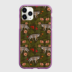 Чехол iPhone 11 Pro матовый Волки и шиповник, цвет: 3D-фиолетовый