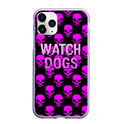 Чехол iPhone 11 Pro матовый Watch dogs neon skull, цвет: 3D-светло-сиреневый