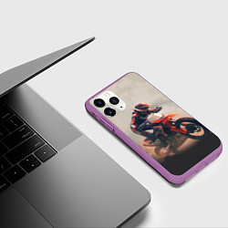 Чехол iPhone 11 Pro матовый Мотоциклист - гонка, цвет: 3D-фиолетовый — фото 2