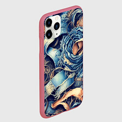 Чехол iPhone 11 Pro матовый Джинсовая рванина - модный тренд, цвет: 3D-малиновый — фото 2