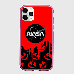 Чехол iPhone 11 Pro матовый Marshmello x Nasa red, цвет: 3D-малиновый