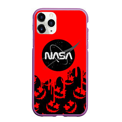 Чехол iPhone 11 Pro матовый Marshmello x Nasa red, цвет: 3D-фиолетовый