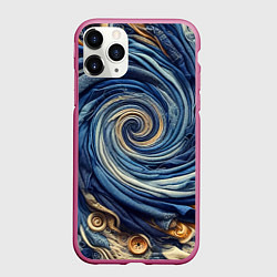 Чехол iPhone 11 Pro матовый Воронка из джинсы и пуговиц - нейросеть, цвет: 3D-малиновый