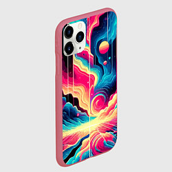 Чехол iPhone 11 Pro матовый Neon space fantasy - ai art, цвет: 3D-малиновый — фото 2