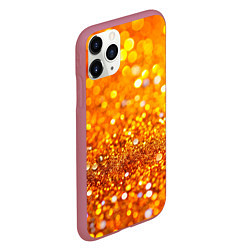 Чехол iPhone 11 Pro матовый Оранжевые и желтые блестяшки боке, цвет: 3D-малиновый — фото 2