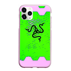 Чехол iPhone 11 Pro матовый Razer pattern geometry, цвет: 3D-розовый