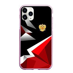 Чехол iPhone 11 Pro матовый Russia uniform - красный и черный, цвет: 3D-розовый