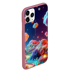 Чехол iPhone 11 Pro матовый Planet chupa chups - neon glow, цвет: 3D-малиновый — фото 2