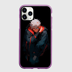 Чехол iPhone 11 Pro матовый Парень в темноте в стиле манга - manga dark, цвет: 3D-фиолетовый