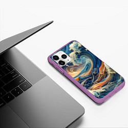 Чехол iPhone 11 Pro матовый Джинсовый шторм - нейросеть, цвет: 3D-фиолетовый — фото 2