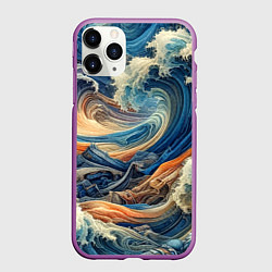 Чехол iPhone 11 Pro матовый Джинсовый шторм - нейросеть, цвет: 3D-фиолетовый