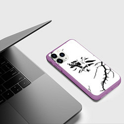 Чехол iPhone 11 Pro матовый Ведьмак лого шторм, цвет: 3D-фиолетовый — фото 2