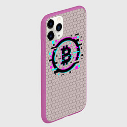 Чехол iPhone 11 Pro матовый Биткоин символ - сетка, цвет: 3D-фиолетовый — фото 2