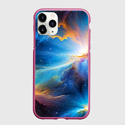 Чехол iPhone 11 Pro матовый Космический пейзаж - галактики, цвет: 3D-малиновый