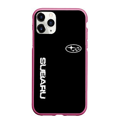 Чехол iPhone 11 Pro матовый Subaru logo white, цвет: 3D-малиновый