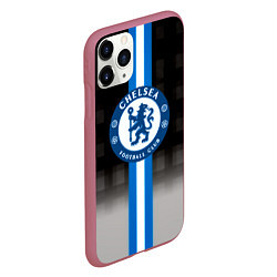 Чехол iPhone 11 Pro матовый Chelsea fc sport geometry, цвет: 3D-малиновый — фото 2