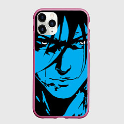Чехол iPhone 11 Pro матовый Лицо самурая в стиле манга - manga guy, цвет: 3D-малиновый