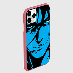 Чехол iPhone 11 Pro матовый Лицо самурая в стиле манга - manga guy, цвет: 3D-малиновый — фото 2