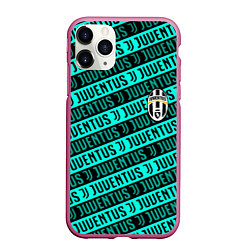 Чехол iPhone 11 Pro матовый Juventus pattern logo steel, цвет: 3D-малиновый