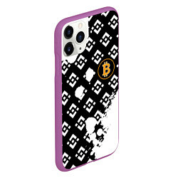 Чехол iPhone 11 Pro матовый Bitcoin pattern binance, цвет: 3D-фиолетовый — фото 2