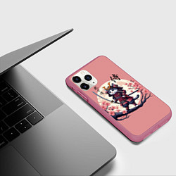 Чехол iPhone 11 Pro матовый Kitten samurai - bushido ai art, цвет: 3D-малиновый — фото 2