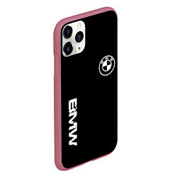 Чехол iPhone 11 Pro матовый BMW logo white auto, цвет: 3D-малиновый — фото 2