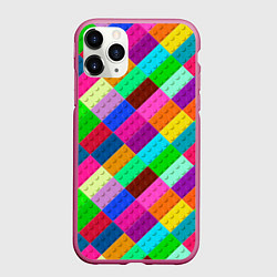 Чехол iPhone 11 Pro матовый Блоки цветового конструктора, цвет: 3D-малиновый