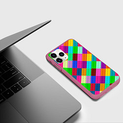 Чехол iPhone 11 Pro матовый Блоки цветового конструктора, цвет: 3D-малиновый — фото 2