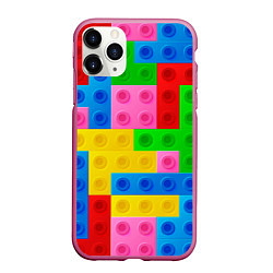 Чехол iPhone 11 Pro матовый Блоки цветового конструктора, цвет: 3D-малиновый