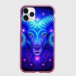 Чехол iPhone 11 Pro матовый Знак зодиака овен, цвет: 3D-малиновый