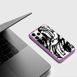 Чехол iPhone 11 Pro матовый Чёрно-белая абстракция: нейросеть, цвет: 3D-фиолетовый — фото 2