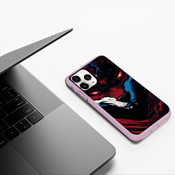 Чехол iPhone 11 Pro матовый Злая лиса с красными глазами в стиле манга - angry, цвет: 3D-розовый — фото 2