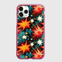 Чехол iPhone 11 Pro матовый Граффити звёзды и космос, цвет: 3D-малиновый