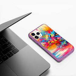 Чехол iPhone 11 Pro матовый Красочная абстракция - импрессионизм, цвет: 3D-фиолетовый — фото 2