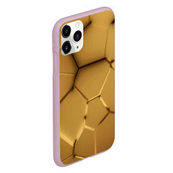 Чехол iPhone 11 Pro матовый Золотые неоновые плиты в разломе, цвет: 3D-розовый — фото 2