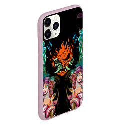 Чехол iPhone 11 Pro матовый Cyberpunk tatoo game steel japan, цвет: 3D-розовый — фото 2