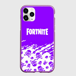 Чехол iPhone 11 Pro матовый Fortnite skull pattern, цвет: 3D-фиолетовый