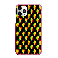 Чехол iPhone 11 Pro матовый Billie Eilish glitch pattern, цвет: 3D-малиновый